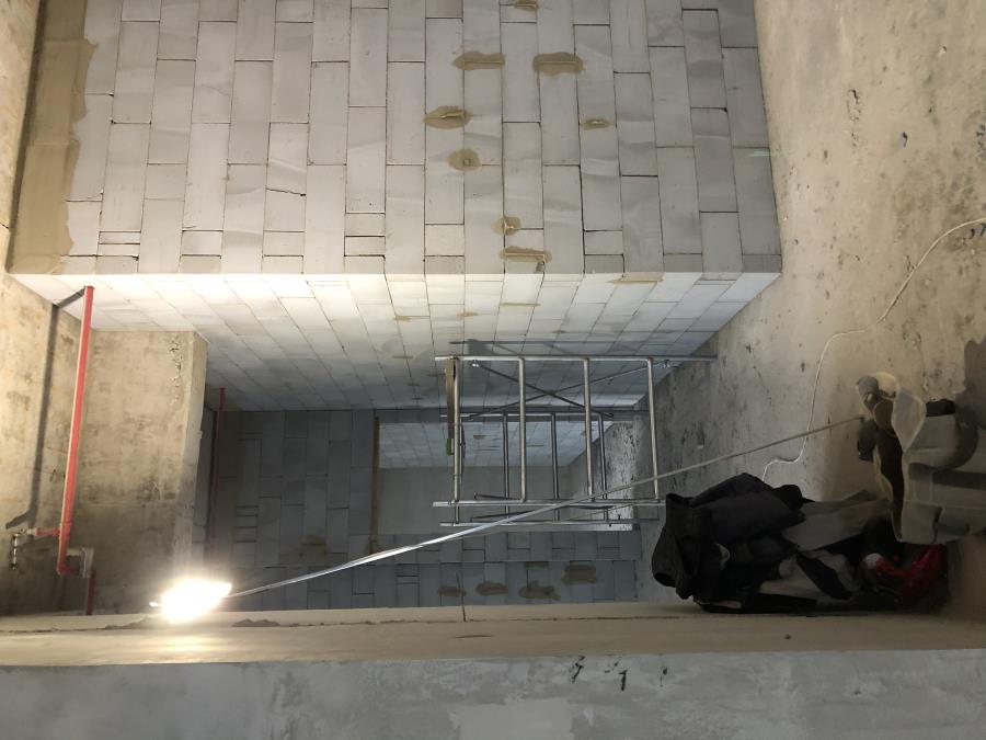 加气砖隔墙工程施工现场 